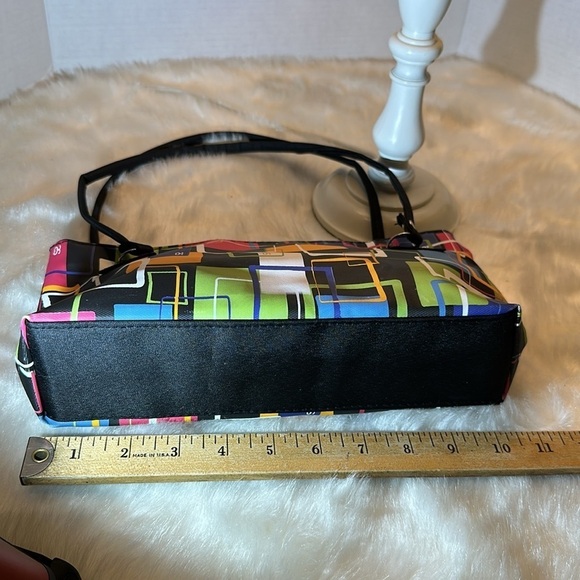 2 pc 90’s abstract sm blk shoulder bag w/ squares,white,orange,green,blue + Ipsy - Picture 4 of 7